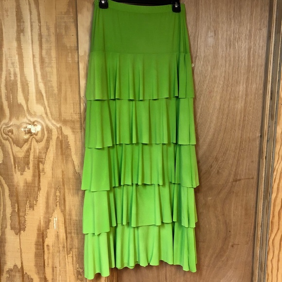 Dresses & Skirts - JUNIE long lime green ruffle skirt size small